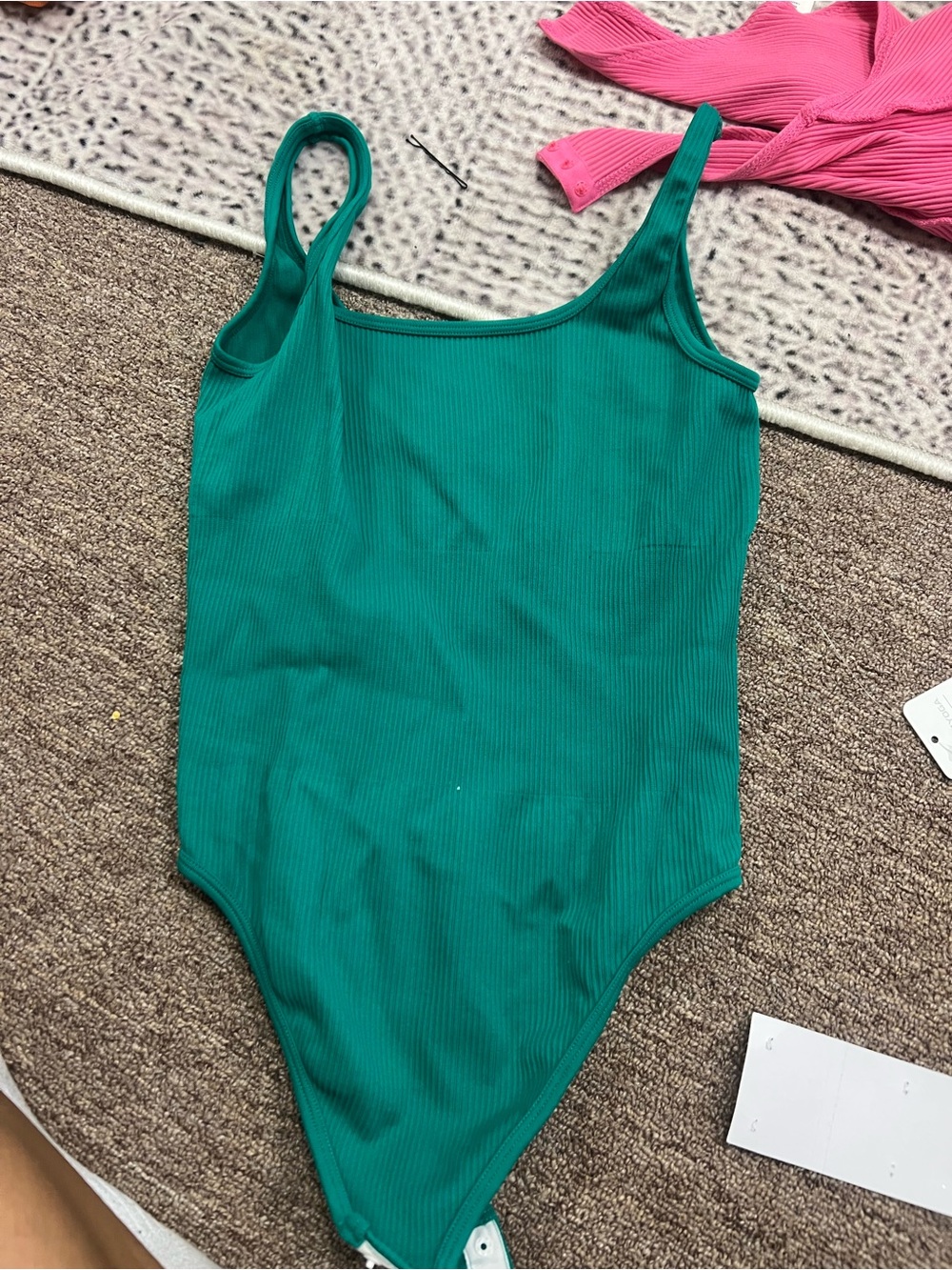 Women’s Emerald Green Ribbed Tank Bodysuit